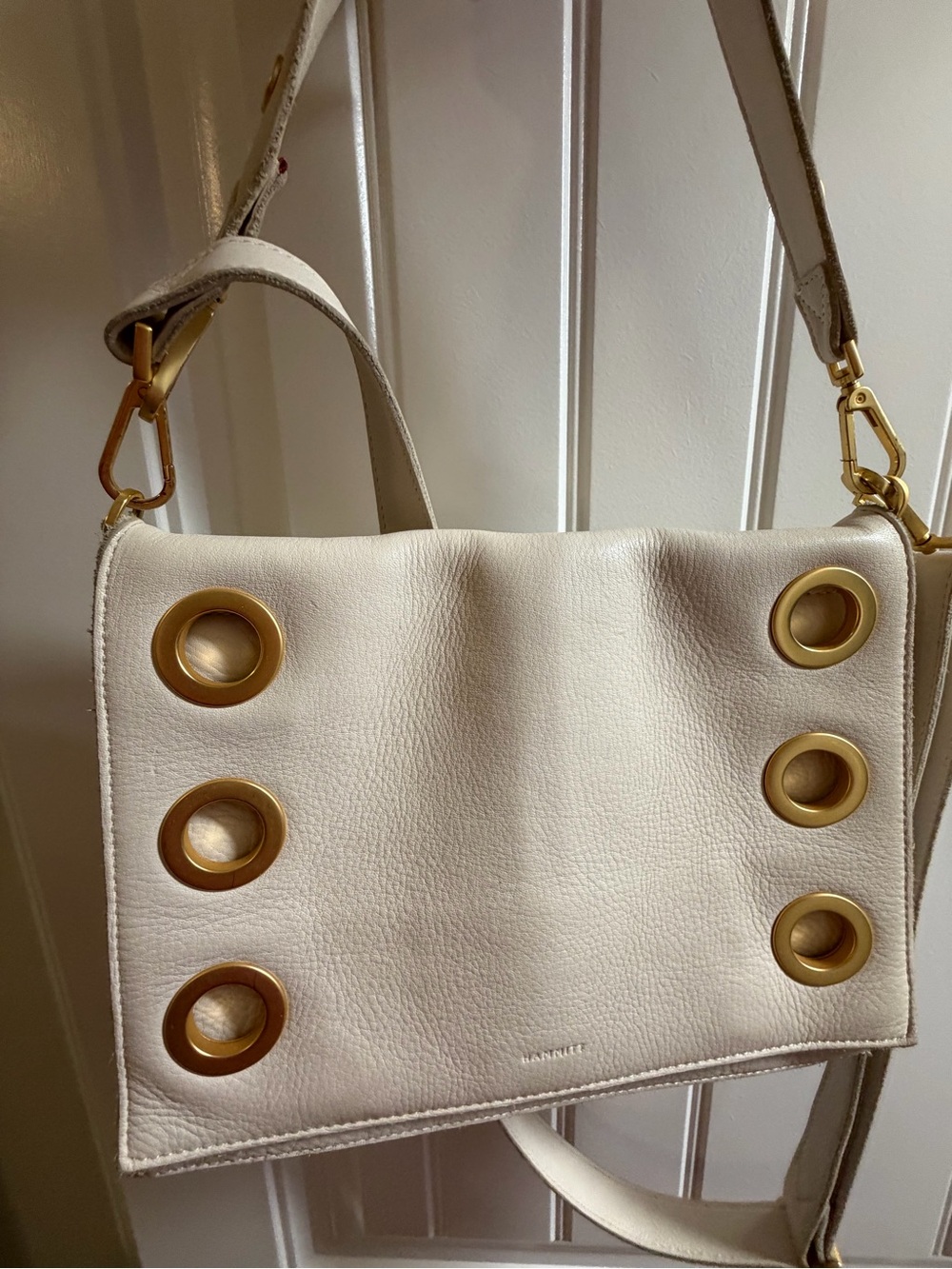 Hammitt Montana Large Cream Leather Shoulder Bag with Gold details